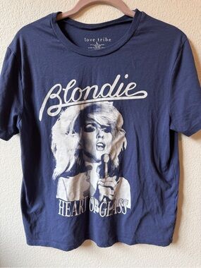 Love Tribe Navy Blue Blondie Heart of Glass Graphic Tee